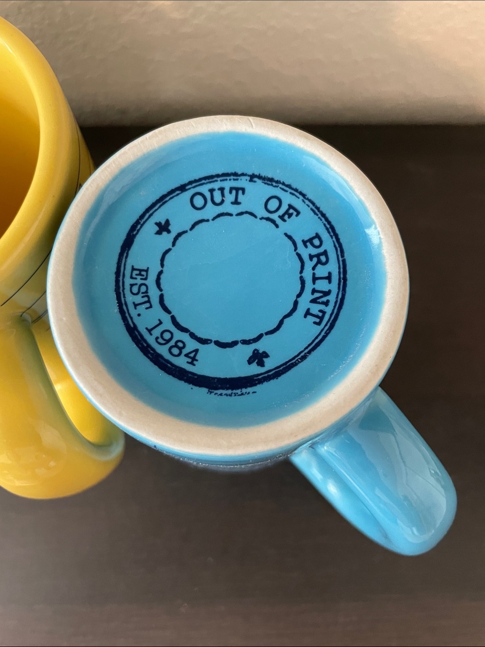Out of Print Orange, Green, Yellow & Blue Library Card Ceramic Mugs - Picture 2 of 8
